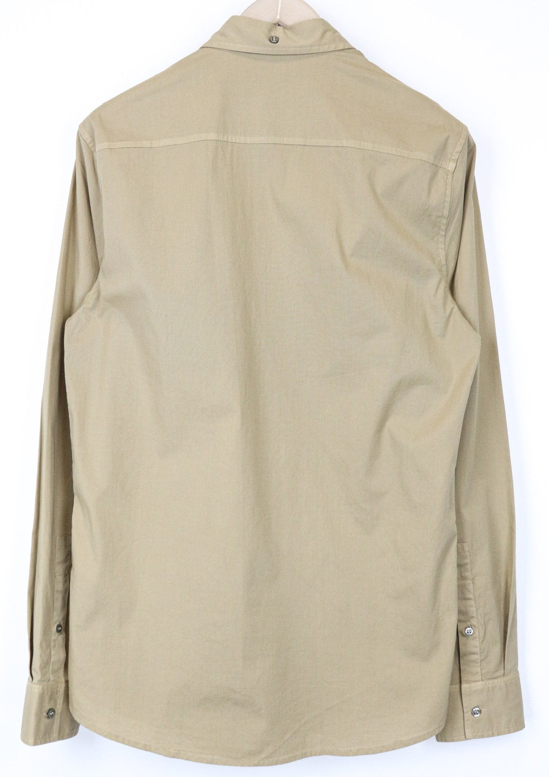 RICHMOND vyriški marškinėliai šviesiai rudi, tamprūs medvilniniai, ilgomis rankovėmis, su sagomis, L dydžio 