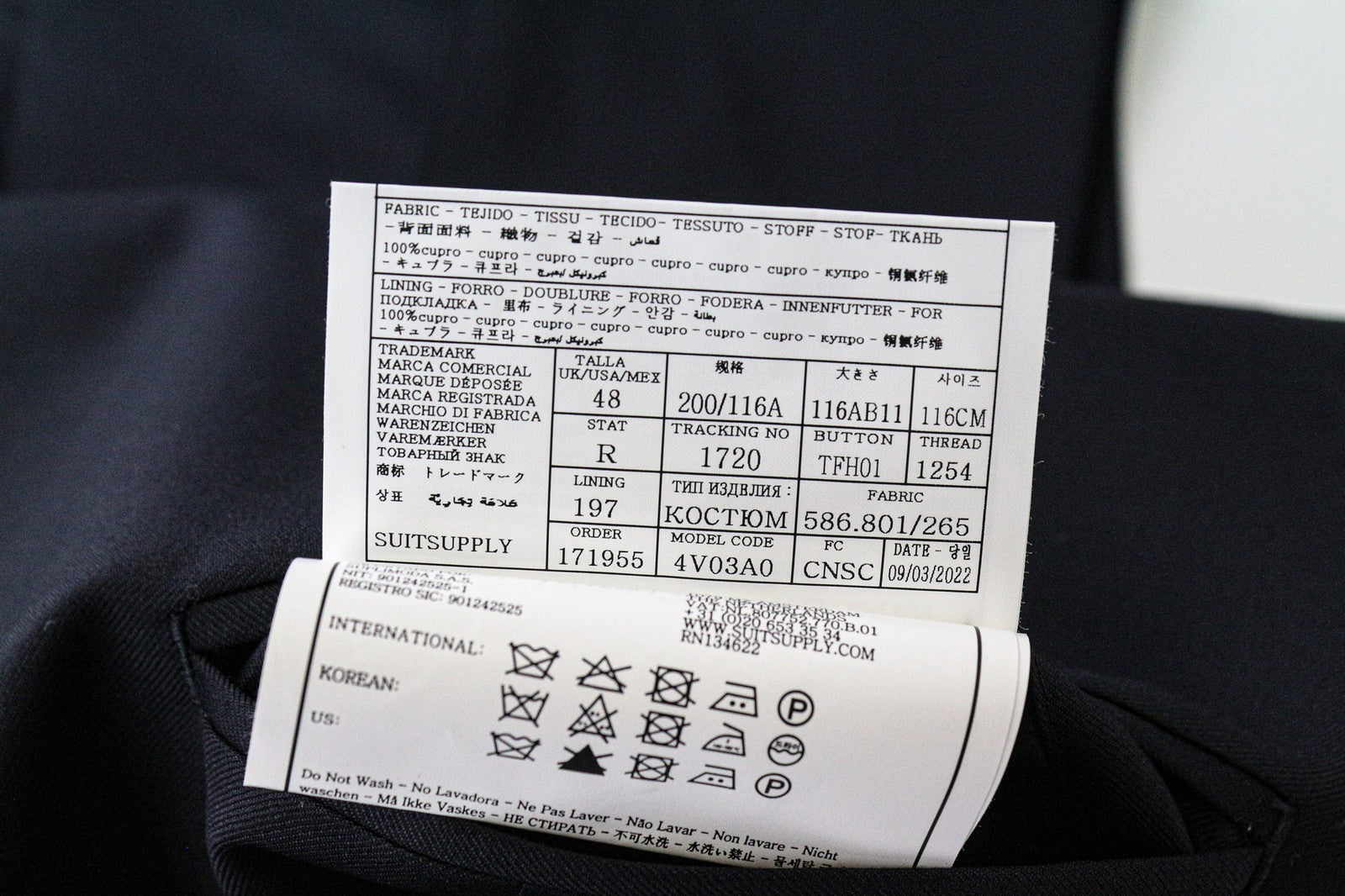 SUITSUPPLY Ferrara Men's Waistcoat UK48R Navy Wool Single-Breasted V-Neck Vest