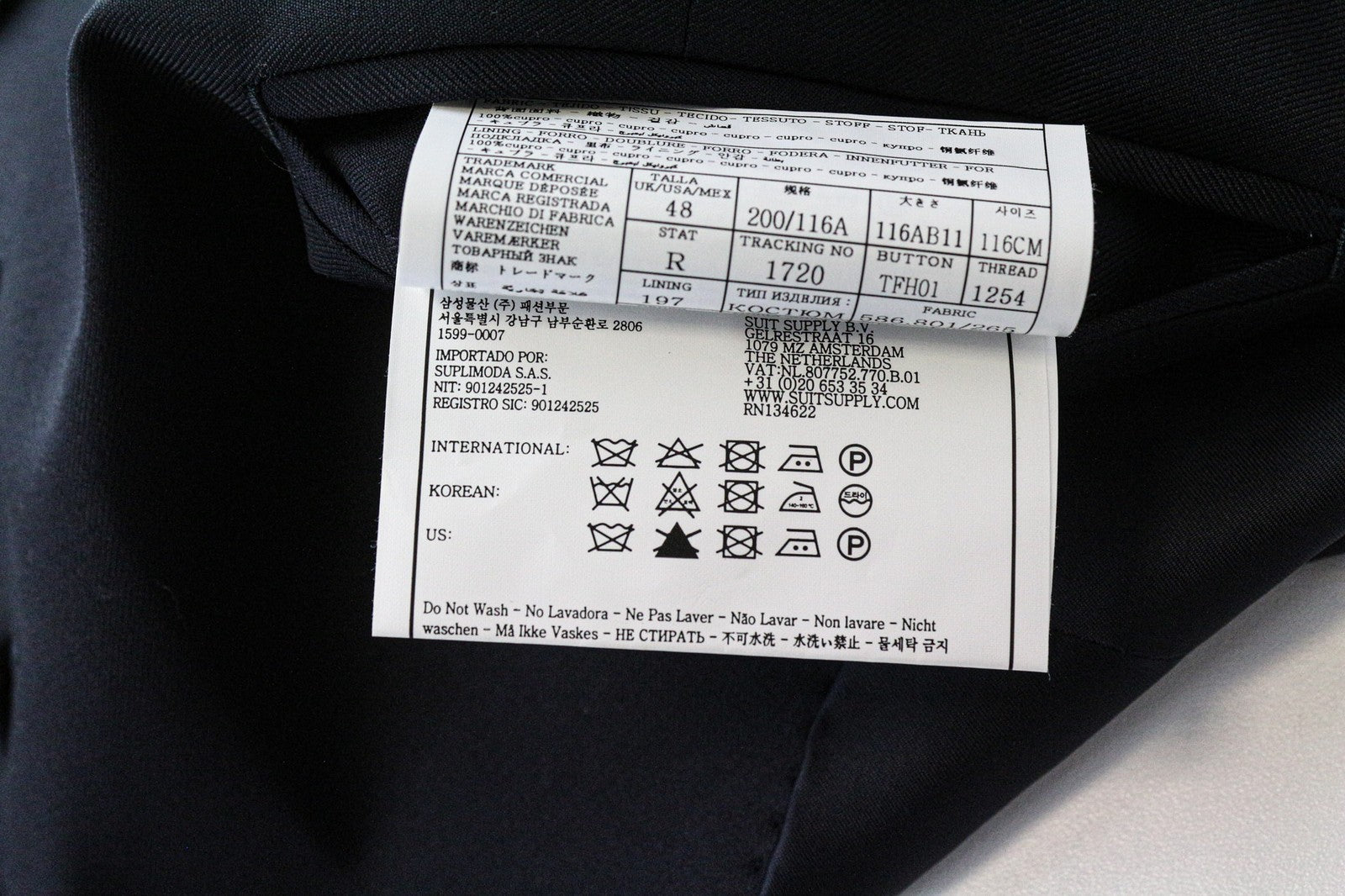 SUITSUPPLY Ferrara Men's Waistcoat UK48R Navy Wool Single-Breasted V-Neck Vest