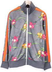 REPLAY vyriškas džemperis XL dydžio pilkai oranžinis gėlių raštas laisvalaikio stiliaus ilgomis rankovėmis su užtrauktuku 