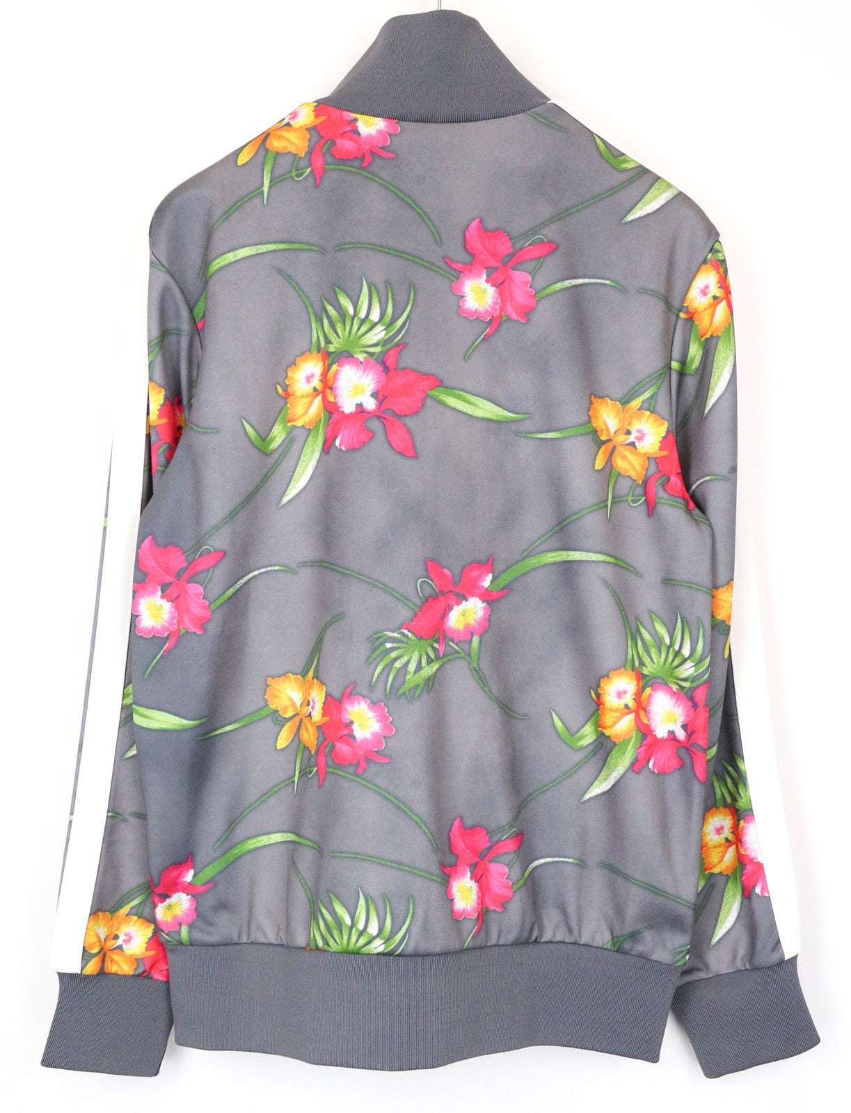 REPLAY vyriškas džemperis XL dydžio pilkai oranžinis gėlių raštas laisvalaikio stiliaus ilgomis rankovėmis su užtrauktuku 