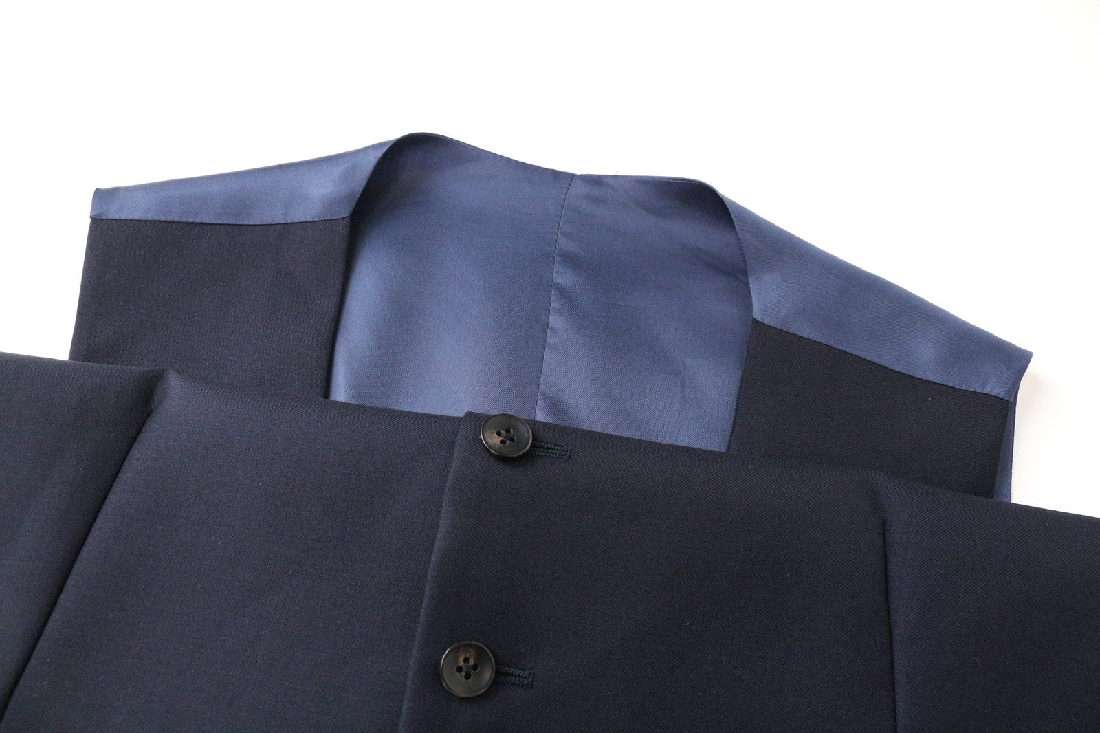 SUITSUPPLY Ferrara vyriška liemenė UK38R mėlyna su vilnoniu pamušalu, vienaeilė liemenė 