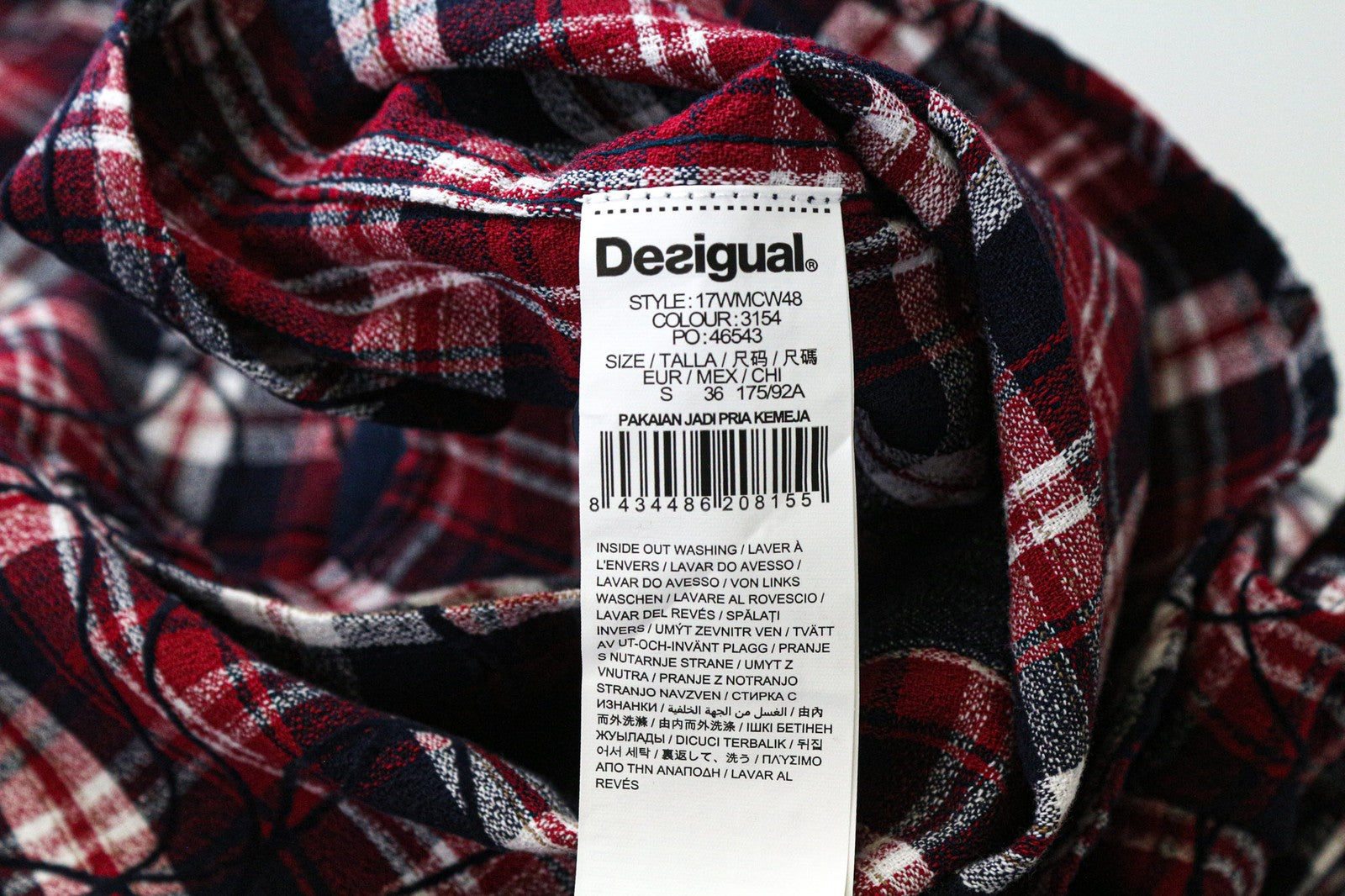 DESIGUAL Juli vyriški marškiniai S languoti grynos medvilnės ilgomis rankovėmis su kišene priekyje