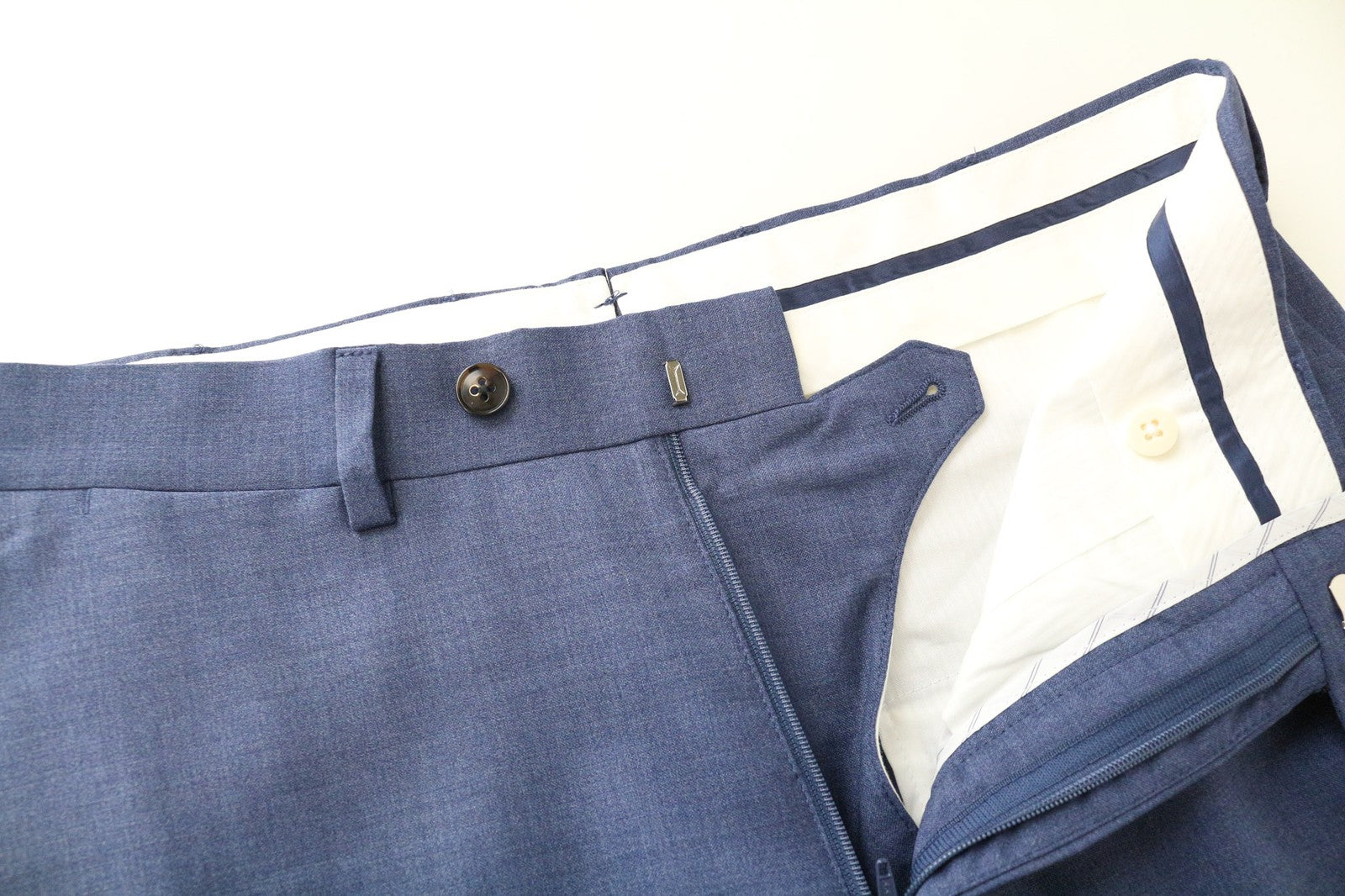 SUITSUPPLY Brescia vyriškos kelnės, UK36S, mėlynos, su vilnoniu pamušalu, oficialios, klostuotos 