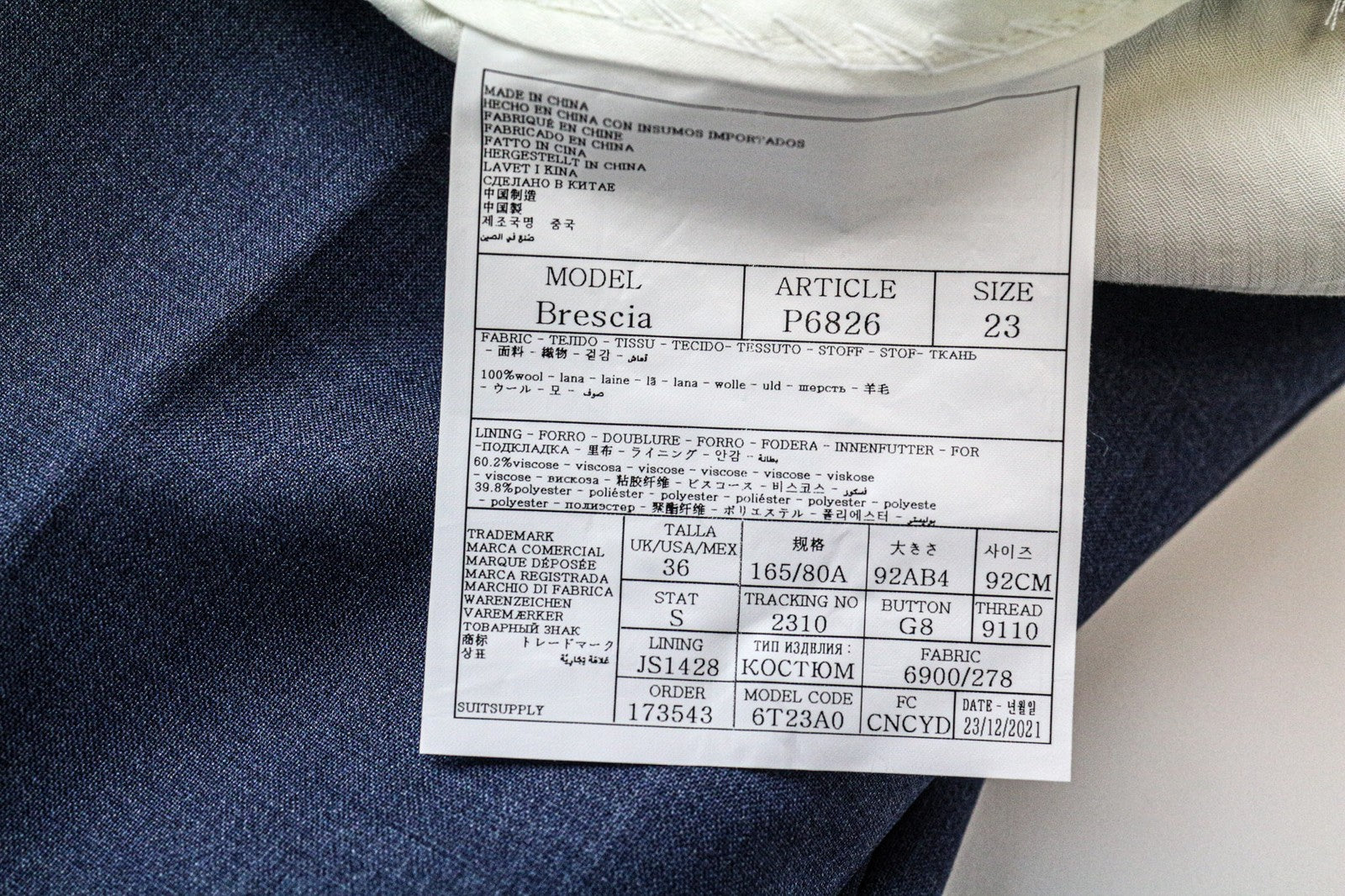 SUITSUPPLY Brescia vyriškos kelnės, UK36S, mėlynos, su vilnoniu pamušalu, oficialios, klostuotos 