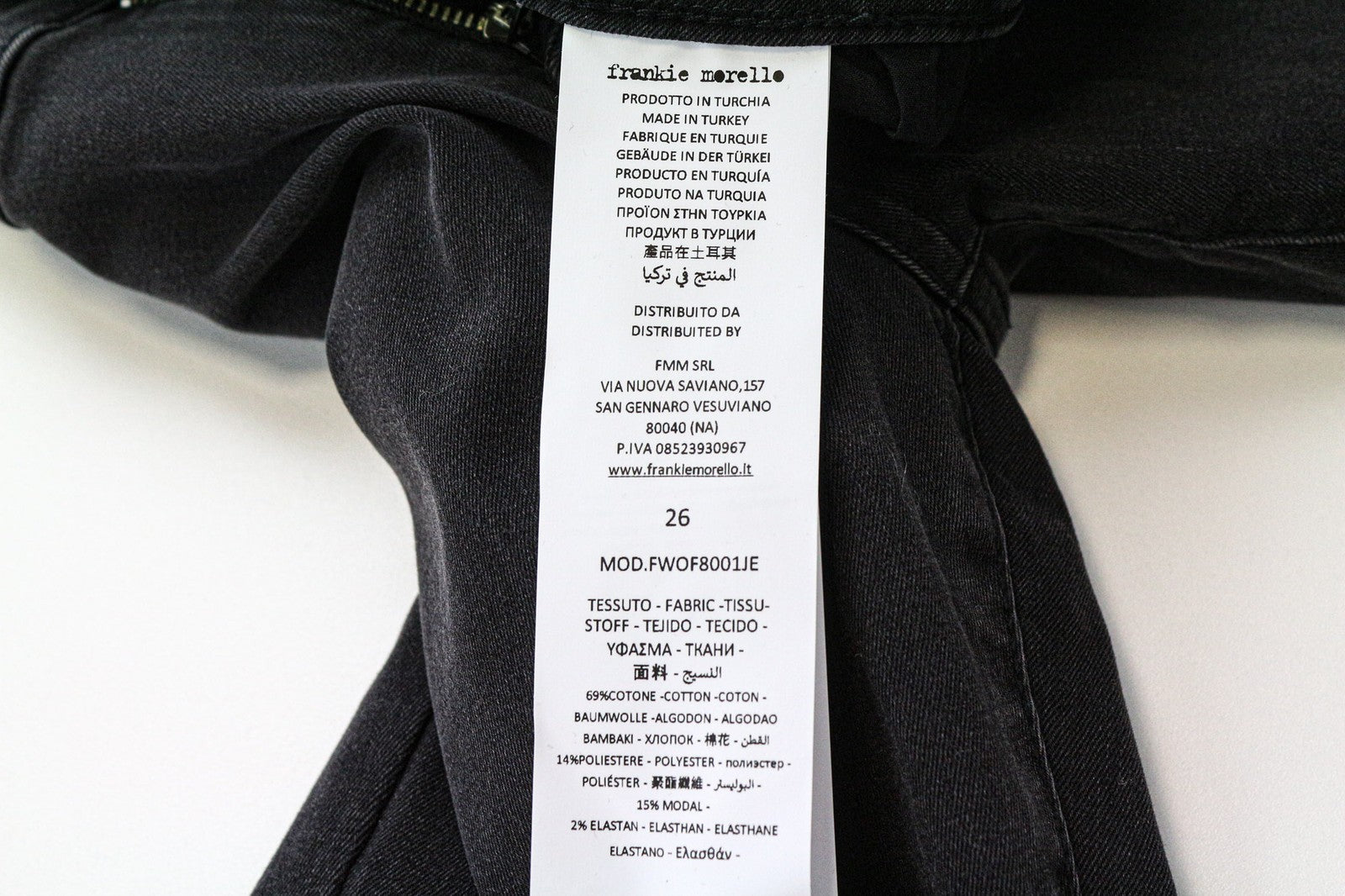 FRANKIE MORELLO Women's Jeans W26 Slim Skinny Fit Black Cotton Stretch Denim