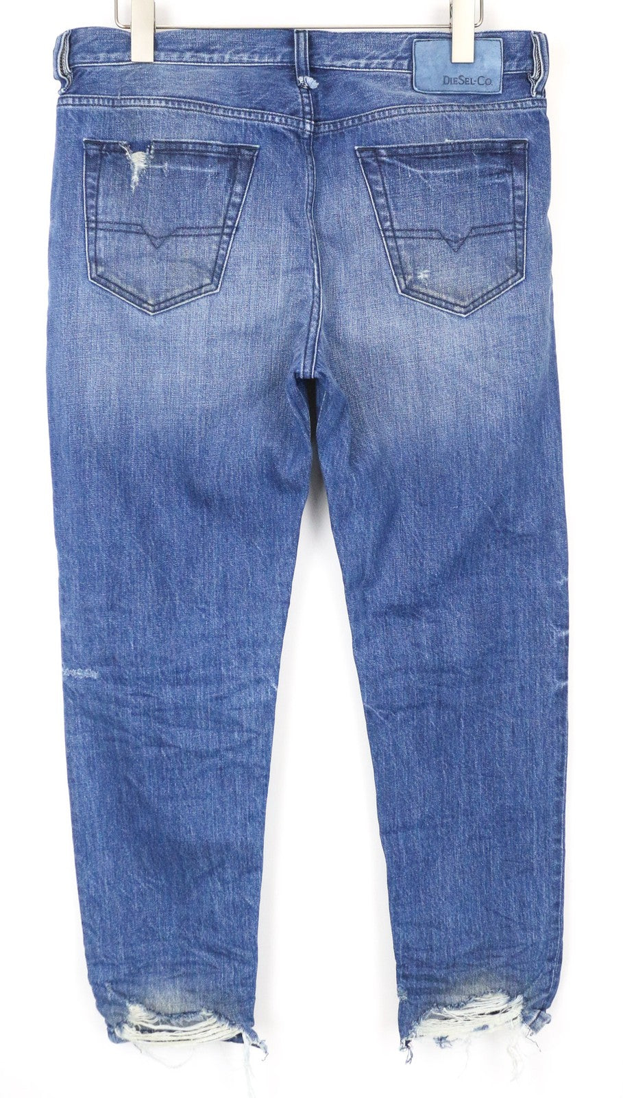 DIESEL Mharky 080AH Men's Jeans W34 Skinny Blue Distressed Wash 5-Pocket Fit