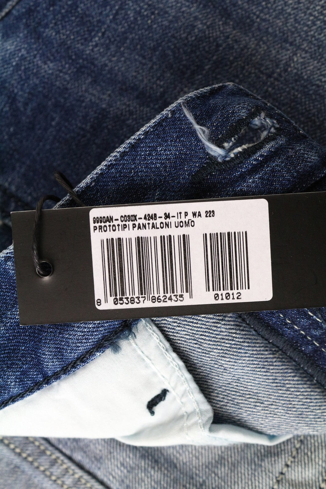 DIESEL Mharky 080AH Men's Jeans W34 Skinny Blue Distressed Wash 5-Pocket Fit