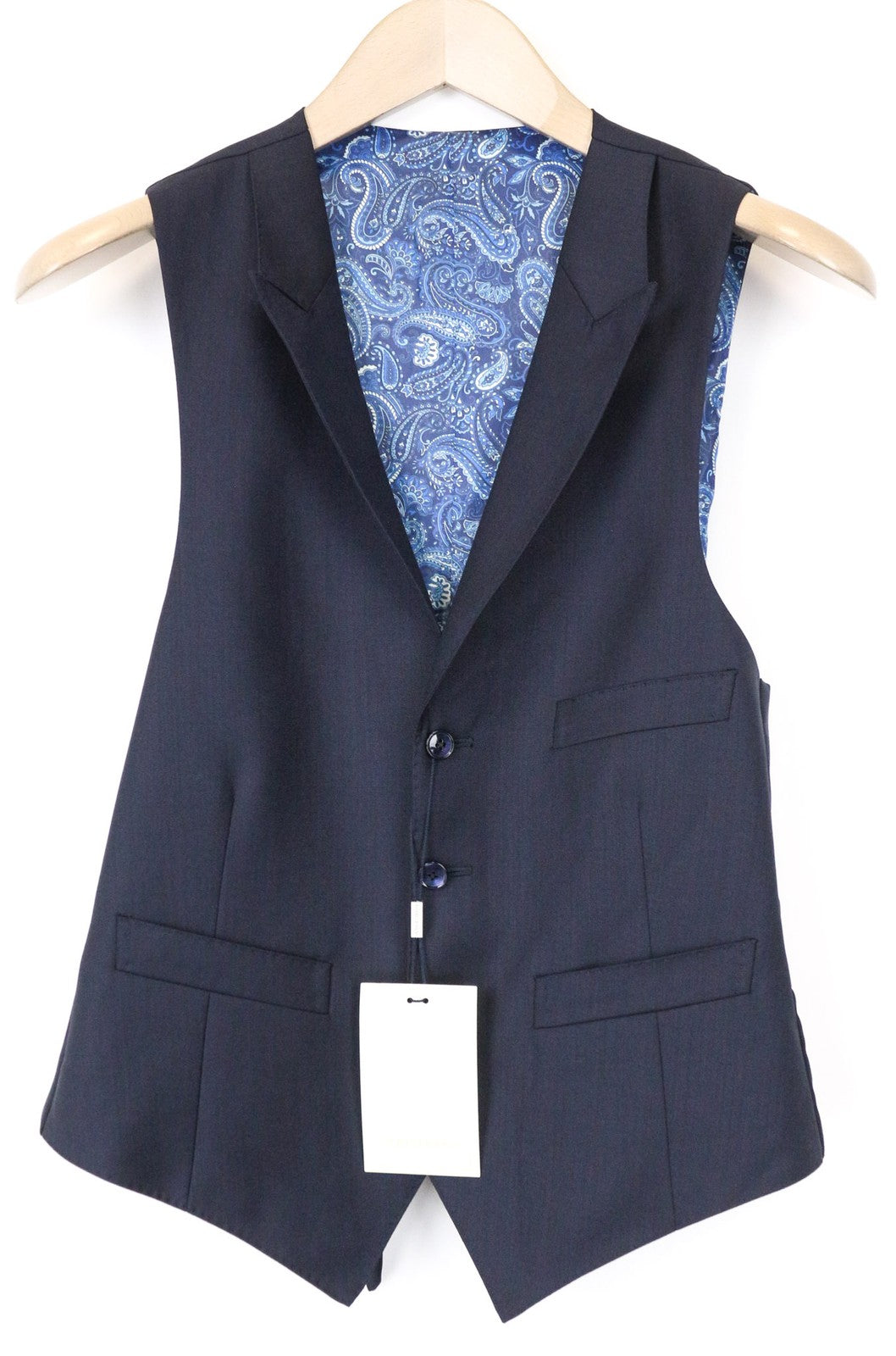 SUITSUPPLY Ferrara Men's Waistcoat UK34S Navy Wool Collared Single-Breasted Vest