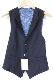 SUITSUPPLY Ferrara Men's Waistcoat UK34S Navy Wool Collared Single-Breasted Vest