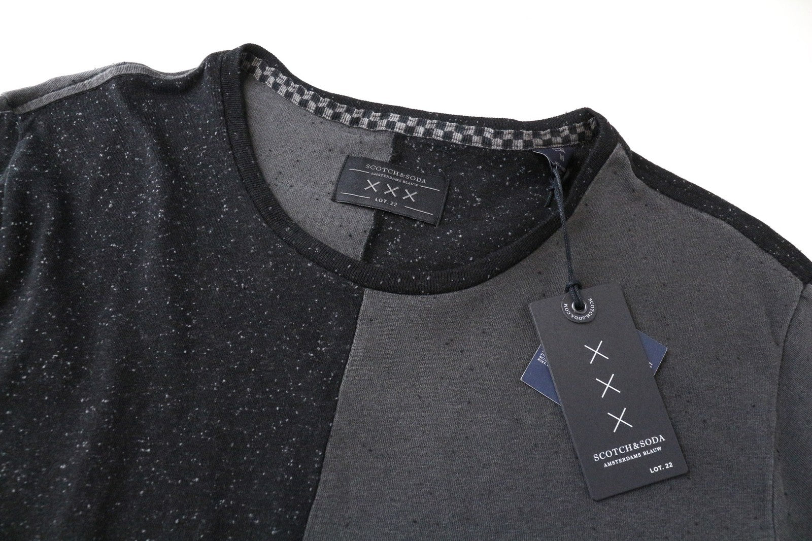 SCOTCH & SODA Ams Couture XXX Men's Tee M Grey Short Sleeve Cotton Blend