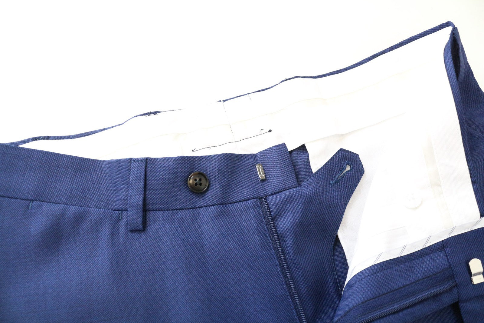 SUITSUPPLY Brescia vyriškos kelnės, UK36S, mėlynos, vilnonės, klostytos, klasikinės, su pamušalu 