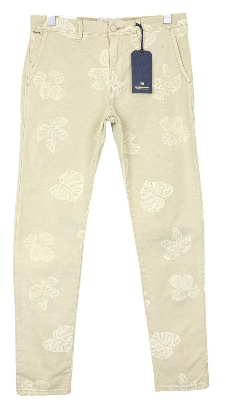 SCOTCH &amp; SODA Warren vyriškos kelnės W29/L32 tiesios smėlio spalvos su medvilniniais raštais 