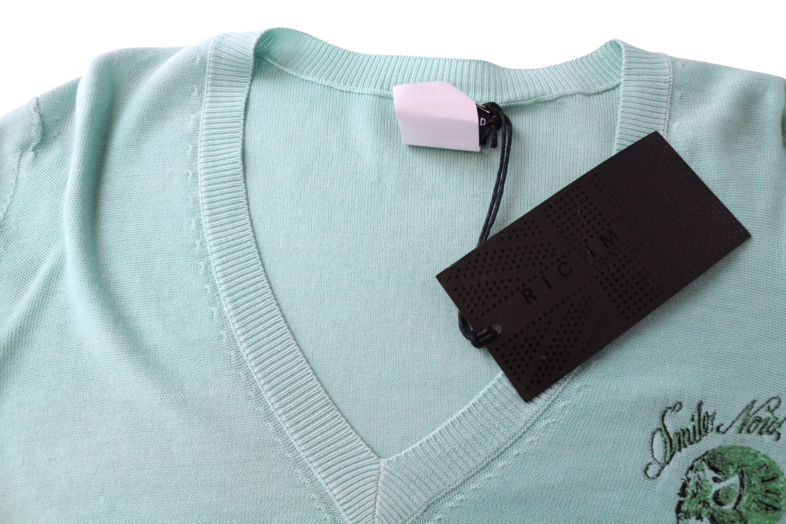 RICHMOND vyriškas megztinis 50 šviesiai mėlynas medvilninis V formos iškirpte ilgomis rankovėmis 