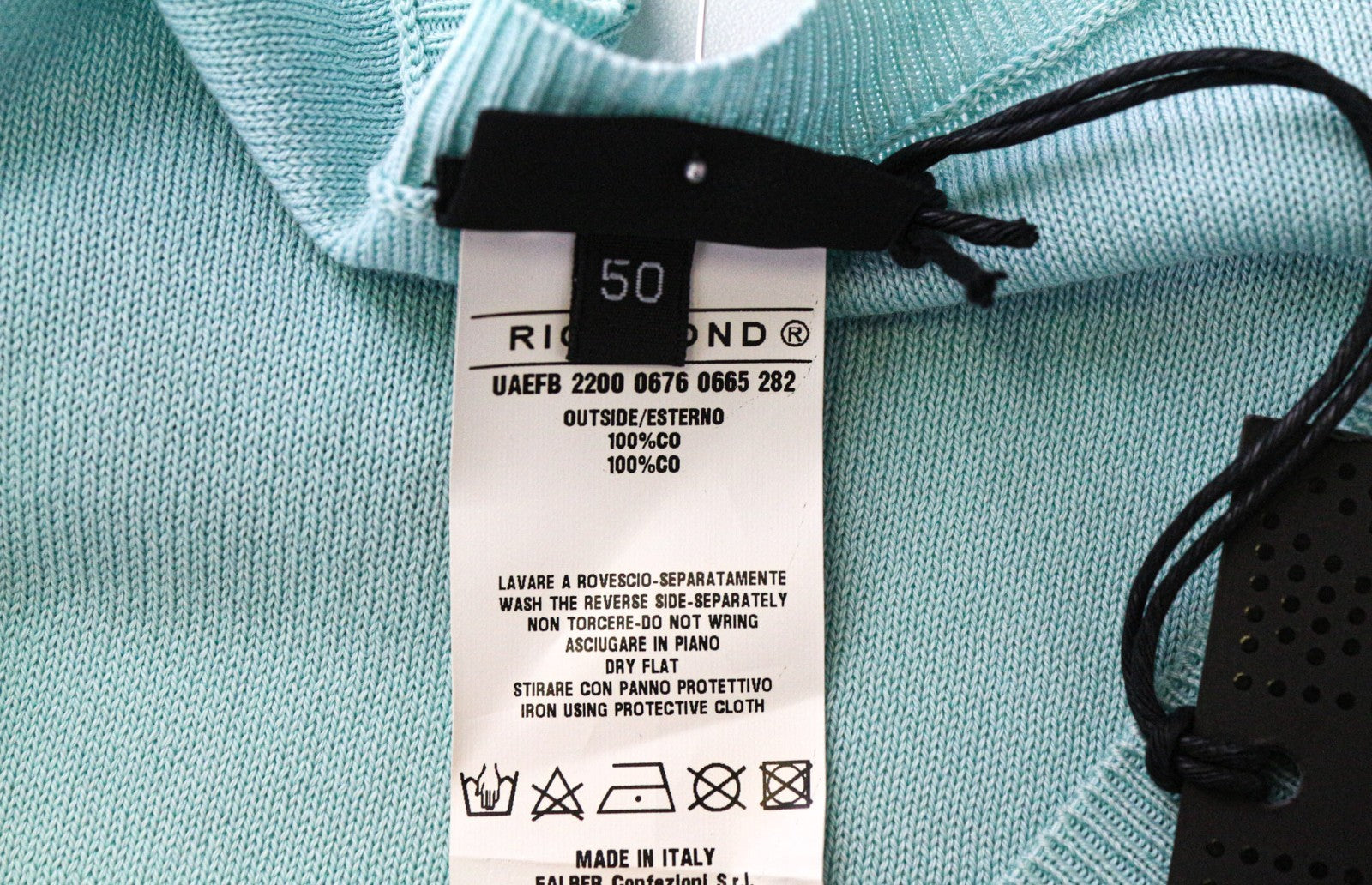 RICHMOND vyriškas megztinis 50 šviesiai mėlynas medvilninis V formos iškirpte ilgomis rankovėmis 