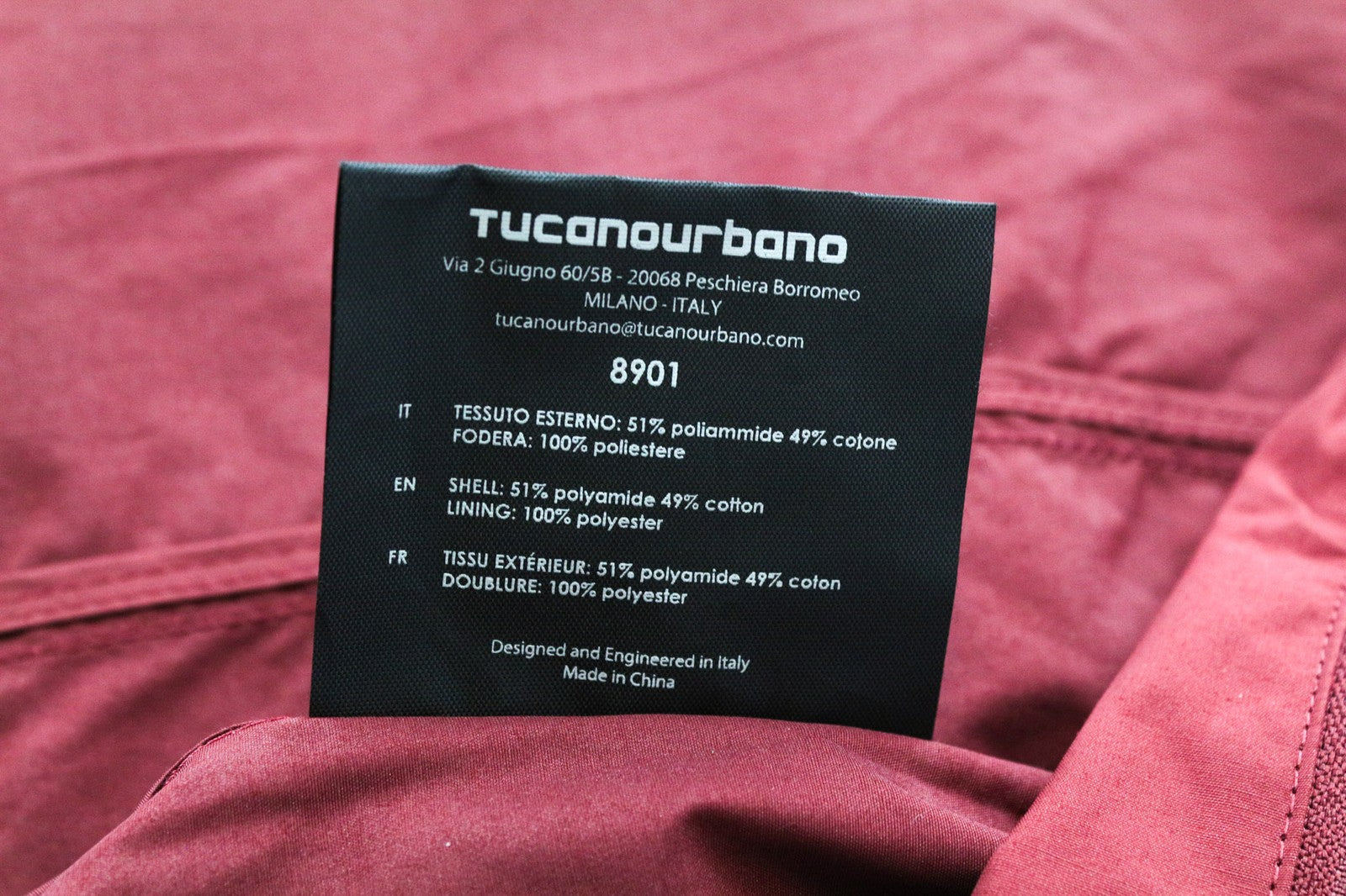 TUCANO URBANO Febo vyriška striukė L, raudona, su medvilnės mišinio pamušalu, neperpučiama, su užtrauktuku 