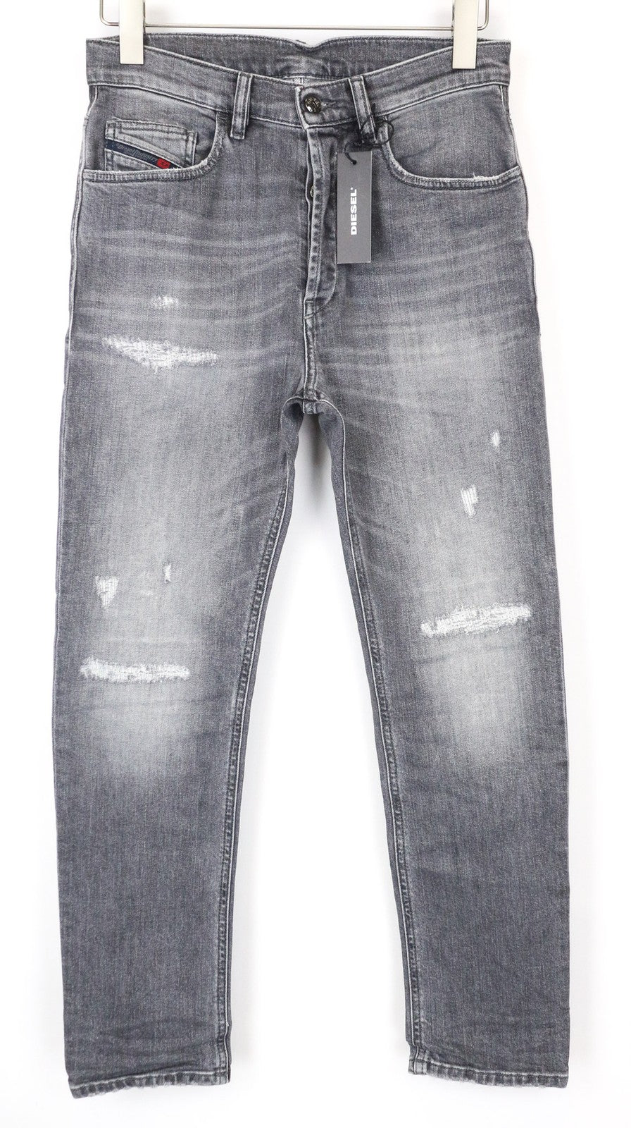 DIESEL D-Eetar 0890F Men's Jeans W28/L32 Carrot Fit Grey Distressed Stretch