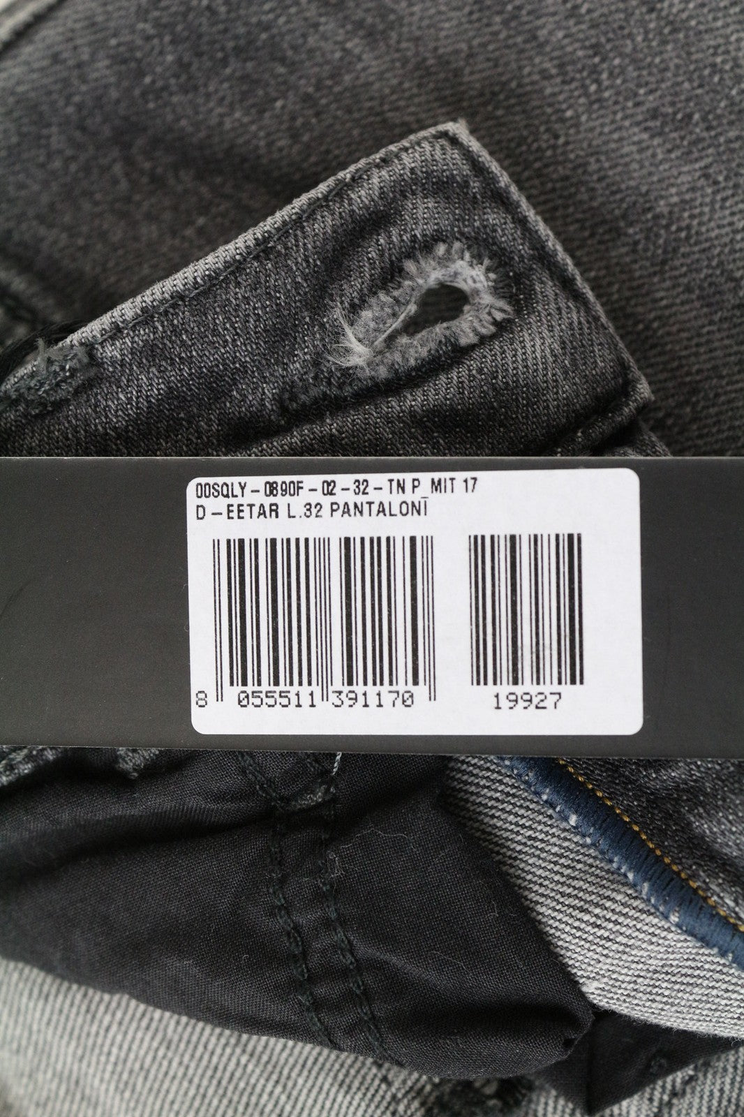 DIESEL D-Eetar 0890F Men's Jeans W28/L32 Carrot Fit Grey Distressed Stretch