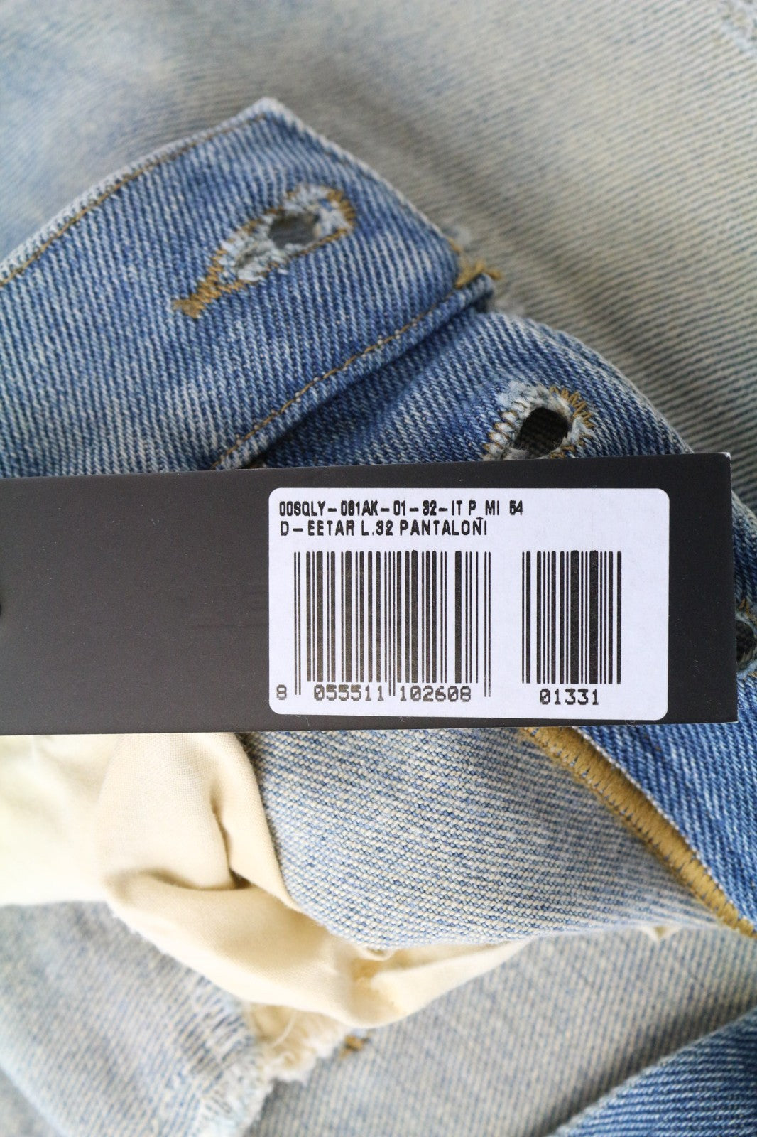 DIESEL D-Eetar 081AK Men's Jeans W32/L32 Carrot Fit Blue Aged Stretch Denim