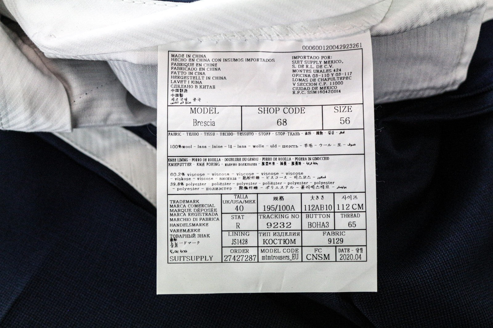 SUITSUPPLY Brescia vyriškos kelnės UK40R mėlynos vilnonės klostuotos pamušalu elegantiškos 