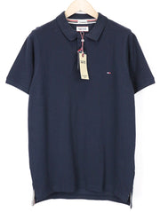 TOMMY HILFIGER DENIM Men's Polo Tee L Navy Short Sleeve Pure Cotton Casual