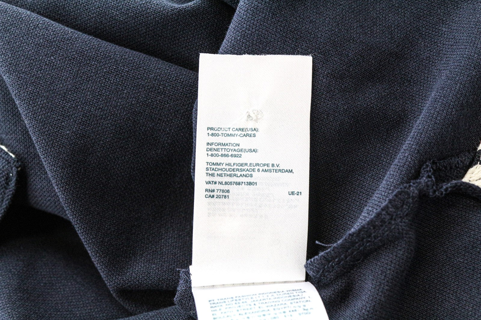 TOMMY HILFIGER DENIM Men's Polo Tee L Navy Short Sleeve Pure Cotton Casual