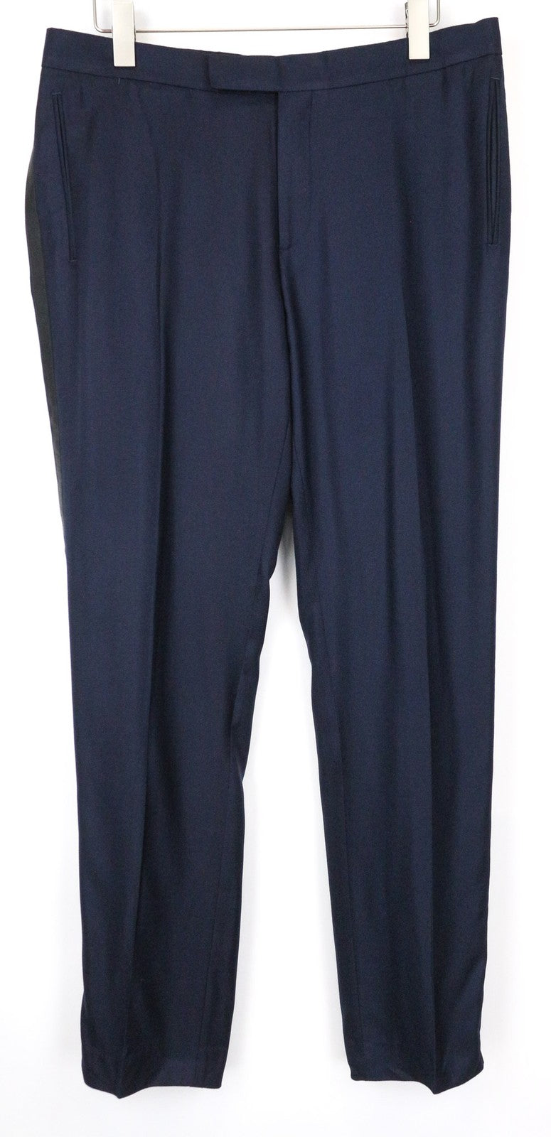 SUITSUPPLY Brescia Tux vyriškos kelnės UK42R tamsiai mėlynos klostuotos bambukinės kelnės 