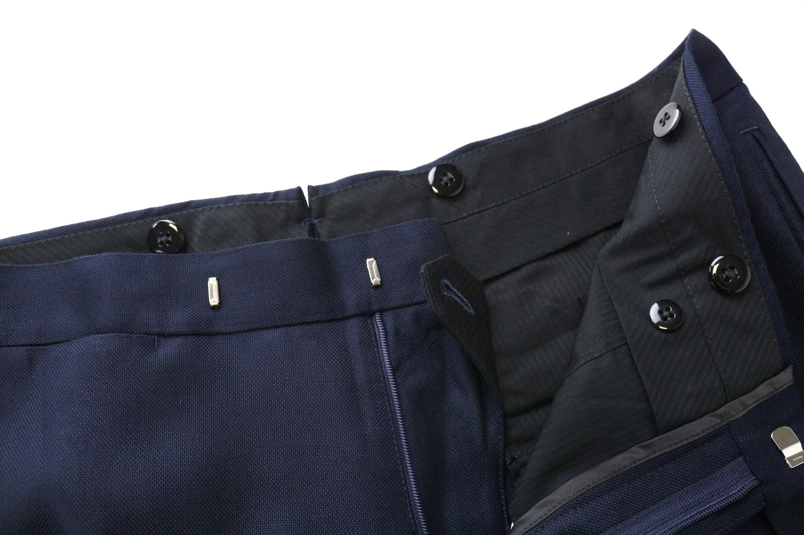 SUITSUPPLY Brescia Tux vyriškos kelnės UK42R tamsiai mėlynos klostuotos bambukinės kelnės 