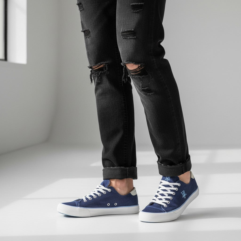 Blue Textile Sneakers