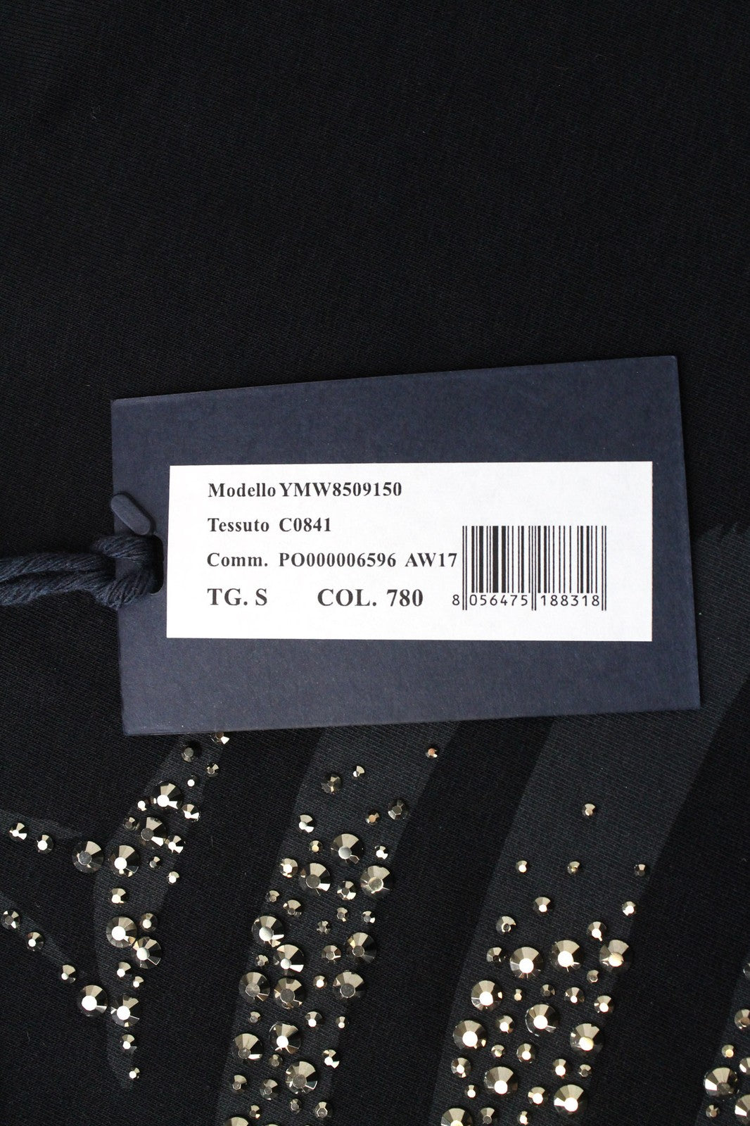 MARINA YACHTING MOTERIŠKI juodi medvilniniai marškinėliai su cirkonio logotipu