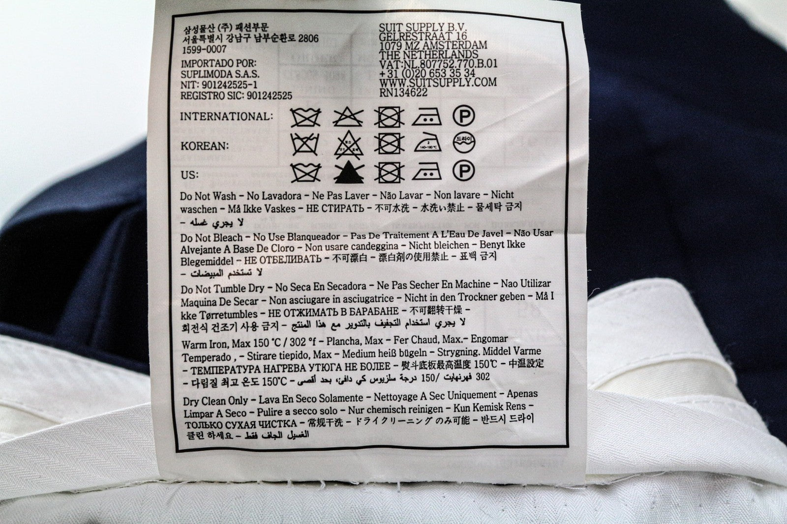 SUITSUPPLY Brescia vyriškos kelnės UK42R mėlynos vilnonės klostuotos kelnės su reguliuojamais dydžiais 