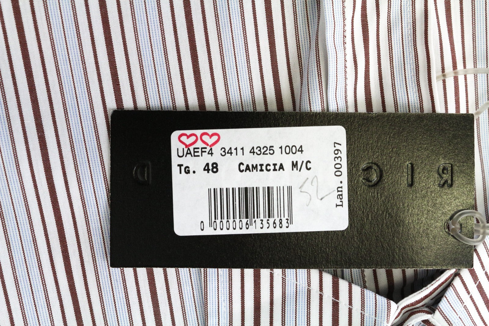 RICHMOND vyriški marškiniai 48 balti medvilniniai dryžuoti trumpomis rankovėmis su sagomis 