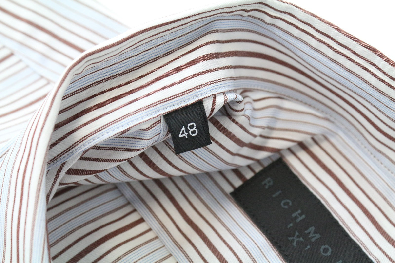 RICHMOND vyriški marškiniai 48 balti medvilniniai dryžuoti trumpomis rankovėmis su sagomis 