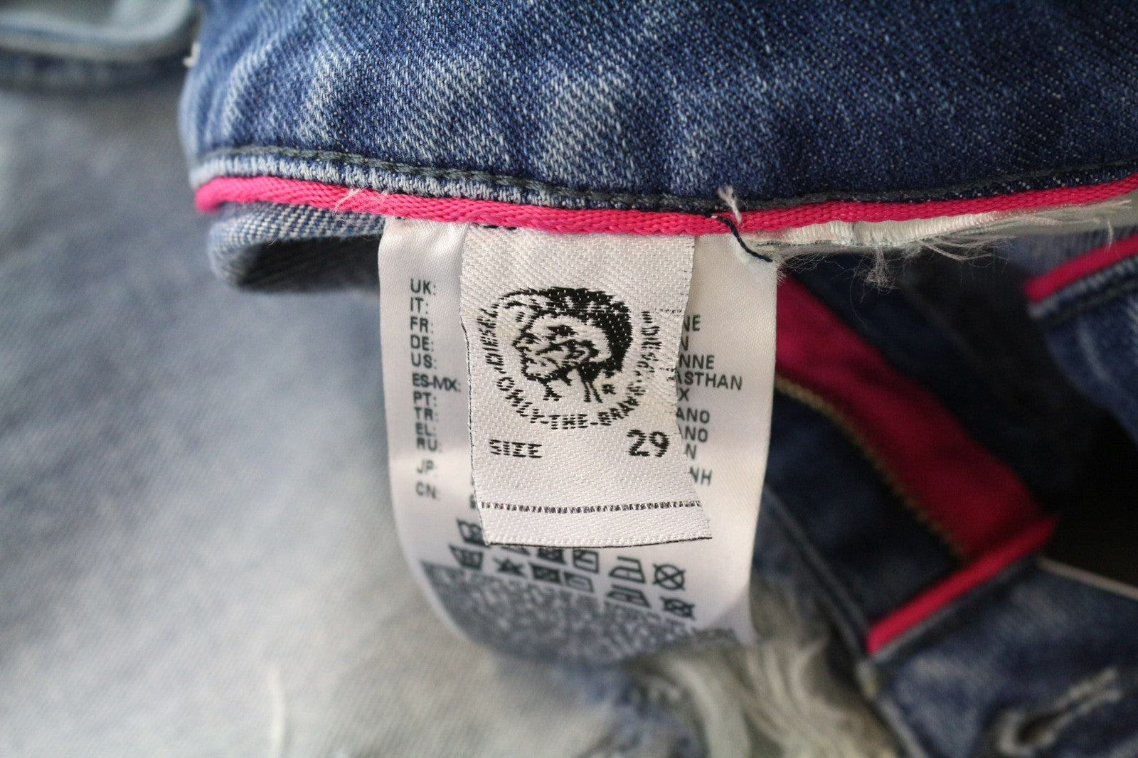 DIESEL Men's Jeans W29 Taper Fit Distressed Washed Blue Cotton Stretch Denim