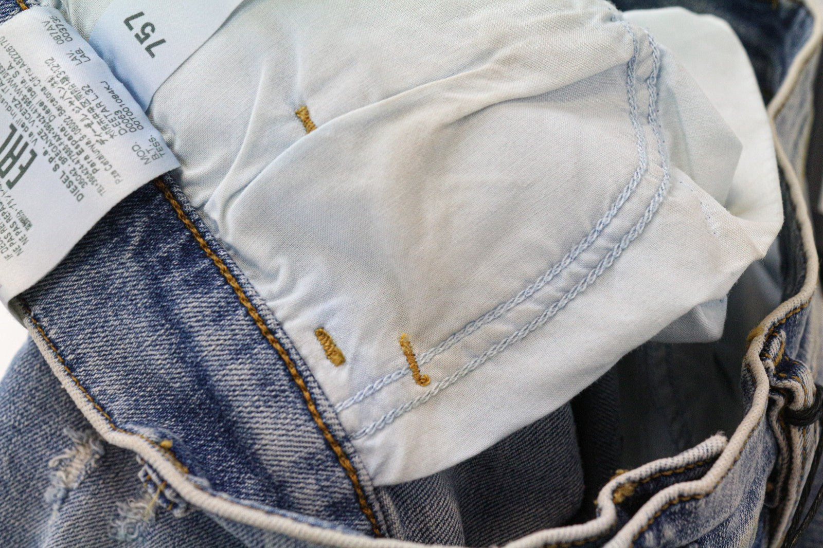 DIESEL D-Eetar 087AV Men's Jeans W34/L32 Taper Ripped Faded Blue Cotton