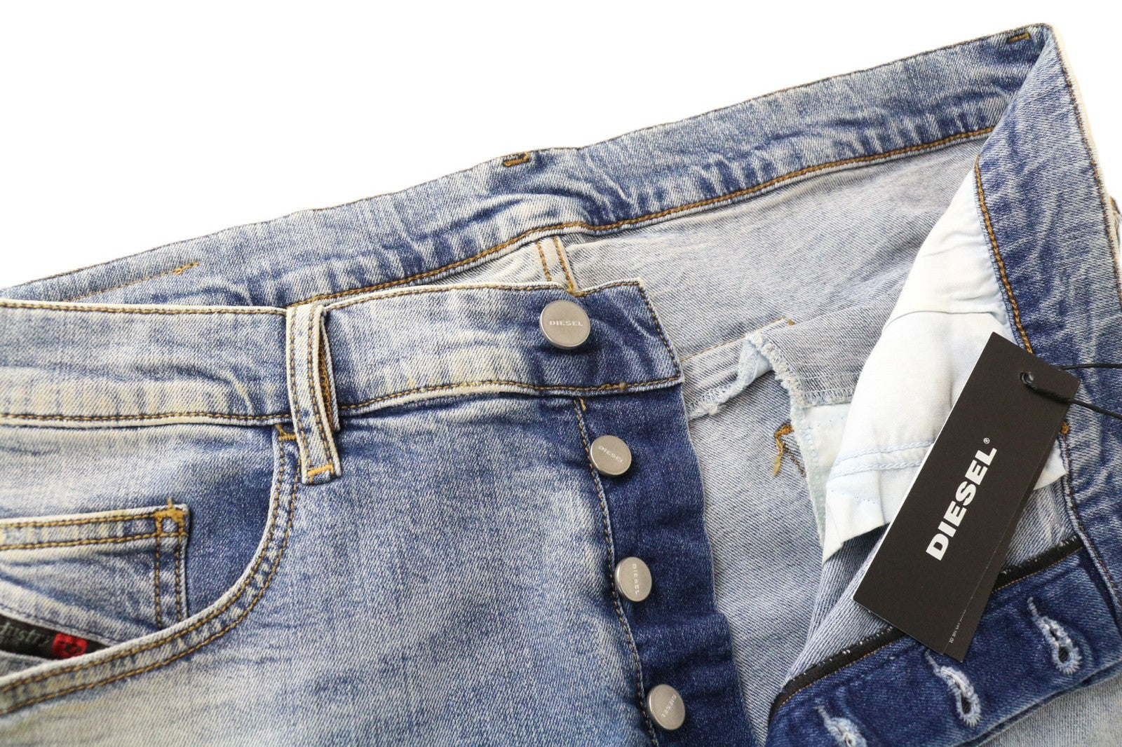 DIESEL D-Eetar 087AV Men's Jeans W34/L32 Taper Ripped Faded Blue Cotton