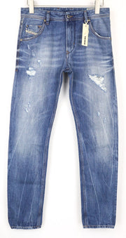 DIESEL Krayver R831I vyriški džinsai W28/L32 Slim Carrot Ripped Blue Cotton Jeans 