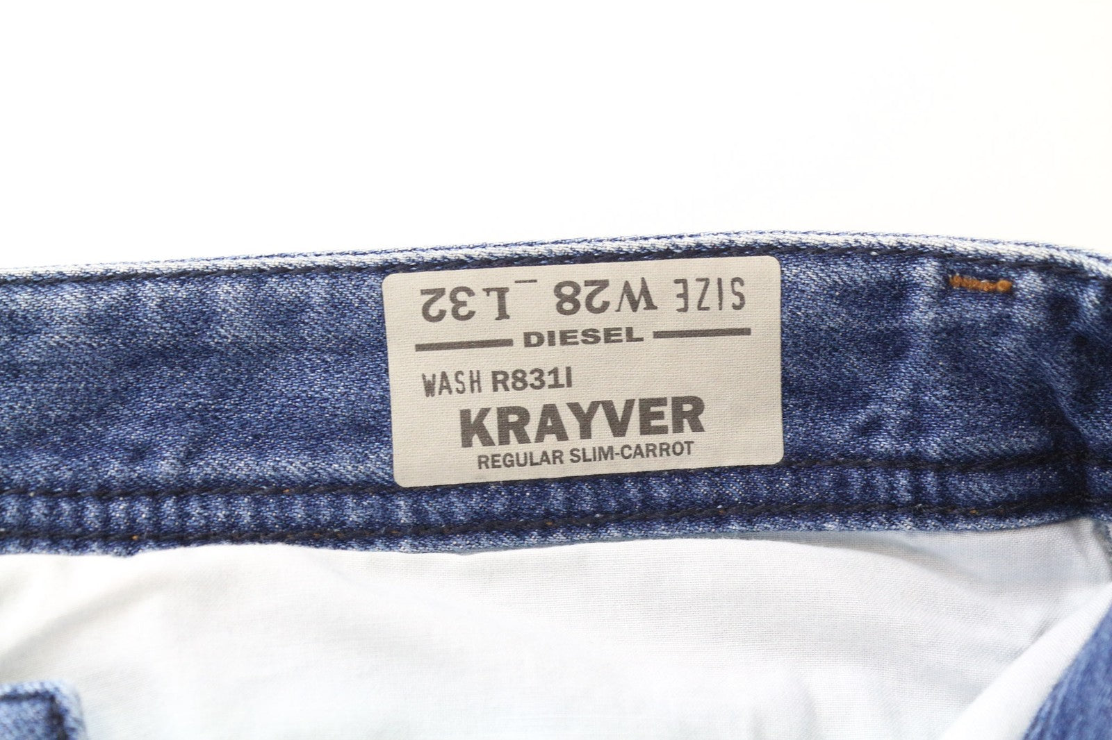 DIESEL Krayver R831I vyriški džinsai W28/L32 Slim Carrot Ripped Blue Cotton Jeans 