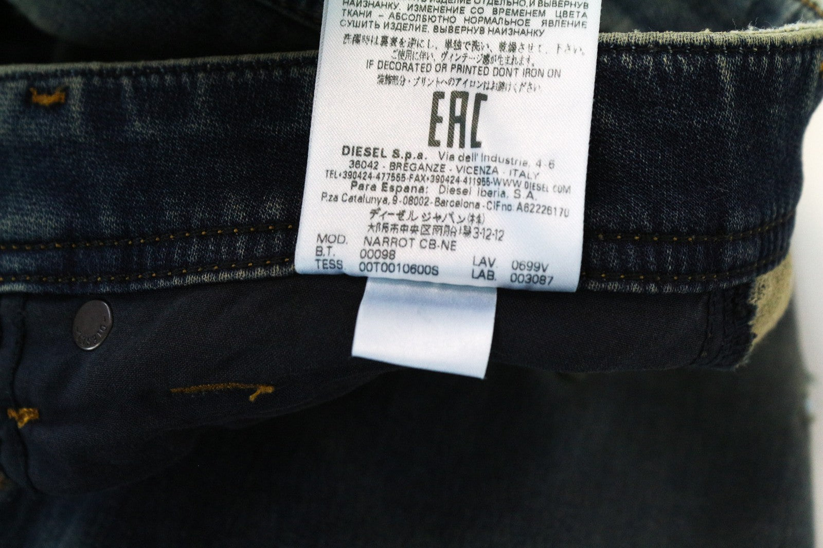 DIESEL Narrot CB-NE 0699V Men's Jeans W28 Jogg Sweat Carrot Slim Blue Stretch