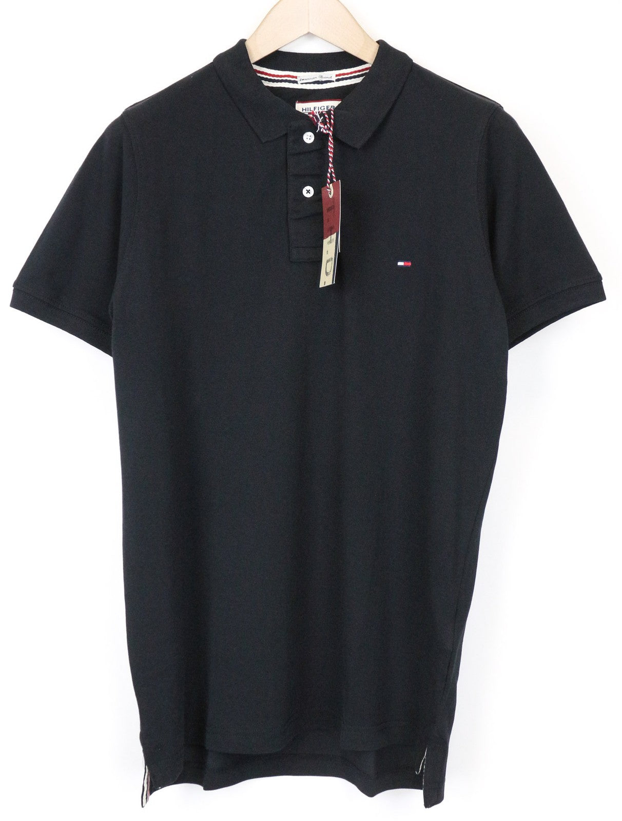 TOMMY HILFIGER DENIM Men's Polo T-Shirt M Black Cotton Short Sleeve Wear