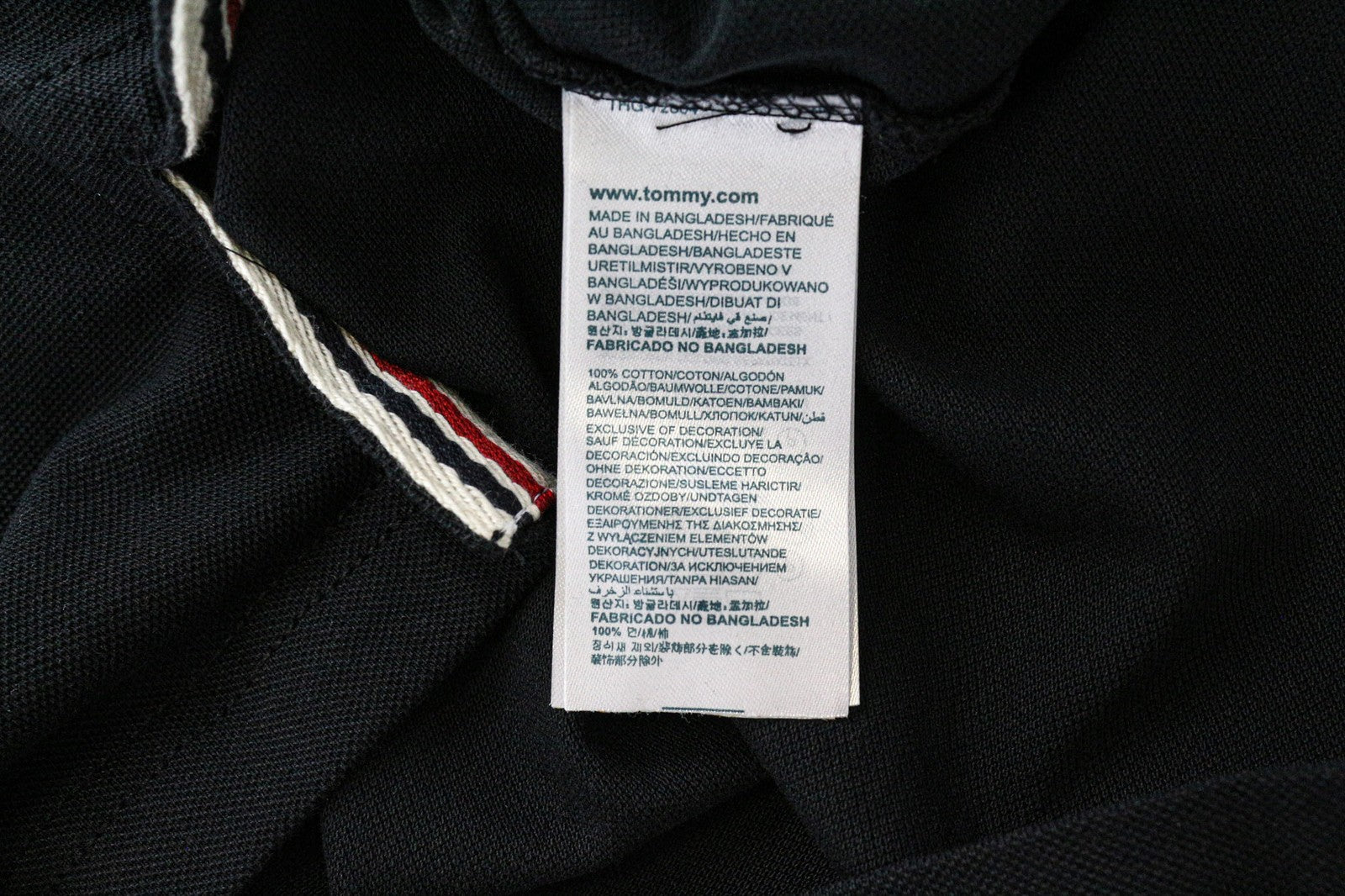 TOMMY HILFIGER DENIM Men's Polo T-Shirt M Black Cotton Short Sleeve Wear