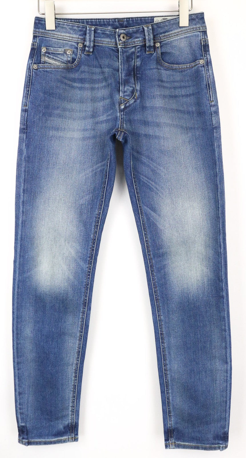 DIESEL Larkee-Beex 084JJ vyriški džinsai W28/L32 Regular Taper mėlyni, tamprūs medvilniniai džinsai 