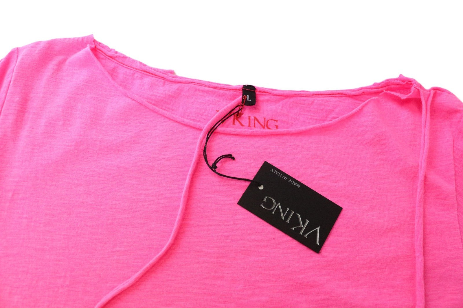 VKING Men's Pullover T-Shirt L Neon Pink Cotton Short Sleeve Lightweight