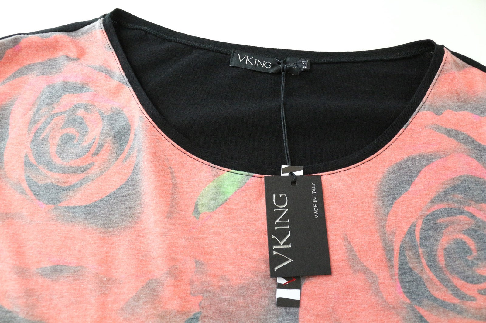 VKING Men's T-Shirt 2XL Faded Red Cotton Blend Roses Print Short Sleeve