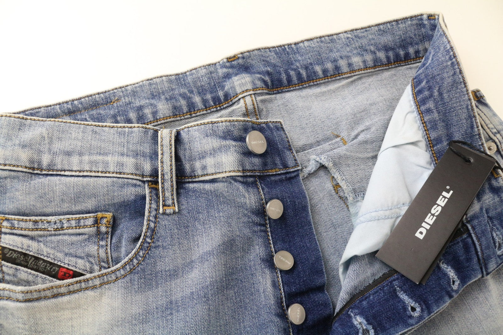 DIESEL D-Eetar 087AV Men's Jeans W28/L32 Taper Ripped Washed Blue Cotton