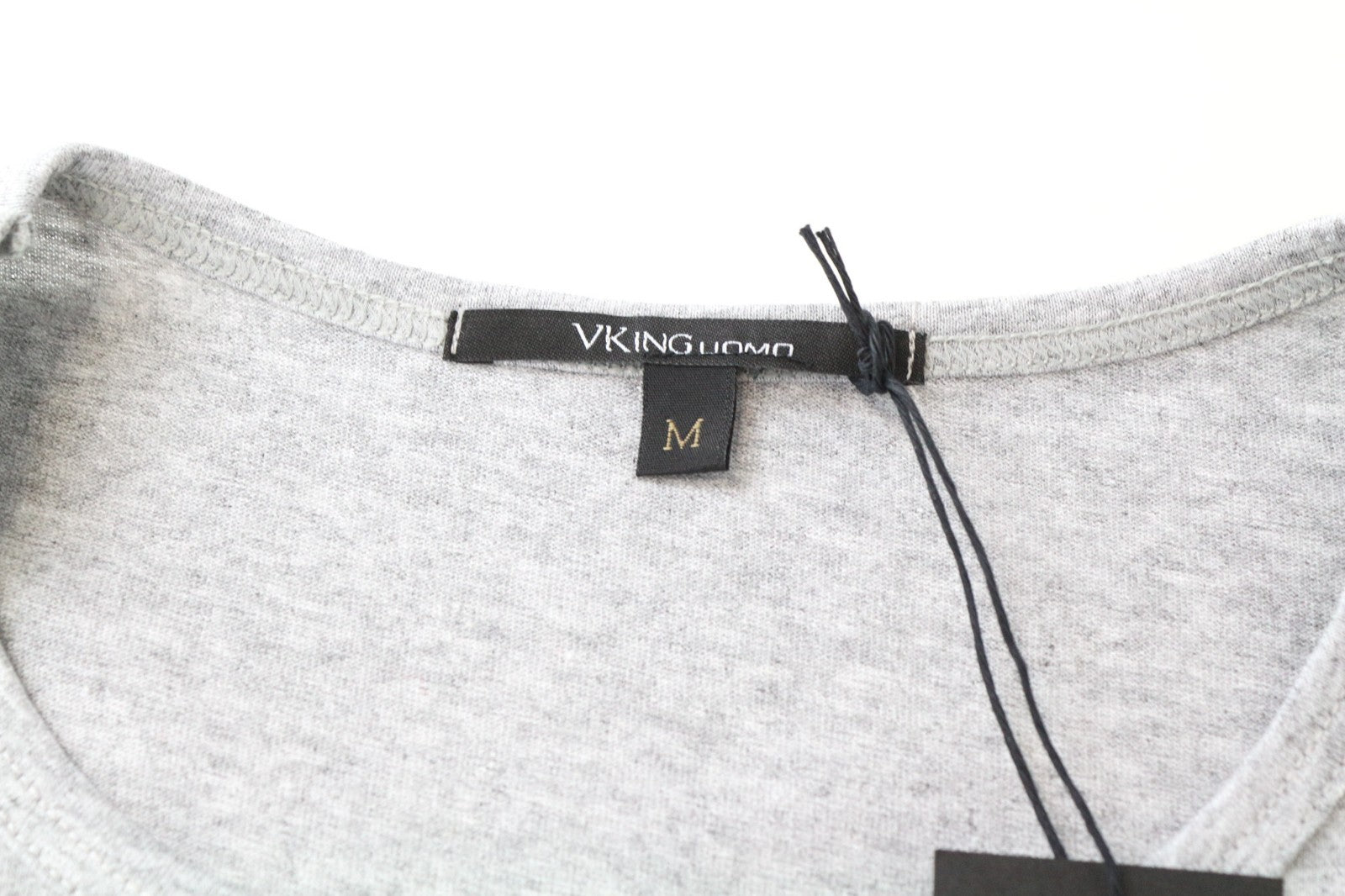 VKING Men's Logo T-Shirt M Grey Cotton Short Sleeve Printed Pullover Top