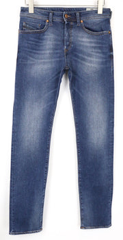 DIESEL Buster 084NS vyriški džinsai W28/L32 Slim Taper išblukintos mėlynos medvilnės džinso spalvos 