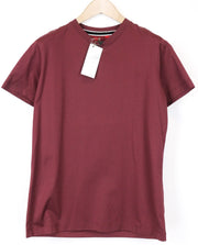 RICHMOND Men's T-Shirt L Dark Red Cotton Short Sleeve Pullover V-Neck Top
