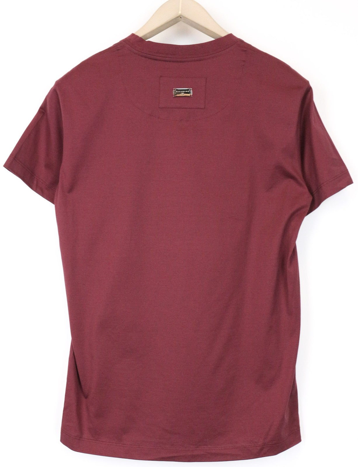 RICHMOND Men's T-Shirt L Dark Red Cotton Short Sleeve Pullover V-Neck Top