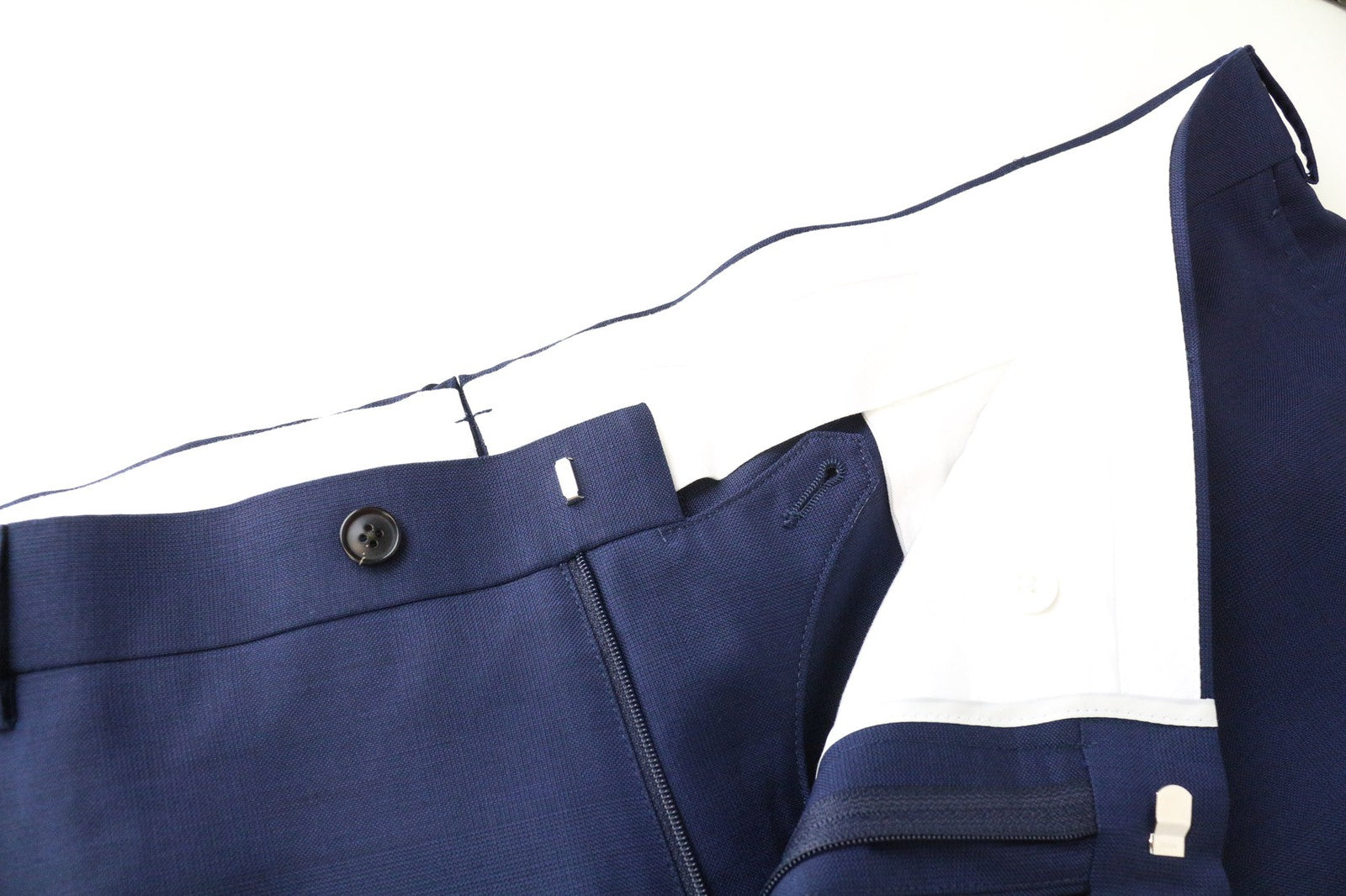 SUITSUPPLY Brescia vyriškos kelnės UK50S mėlynos vilnonės klostytos, pritaikytos klasikinės, su pamušalu 